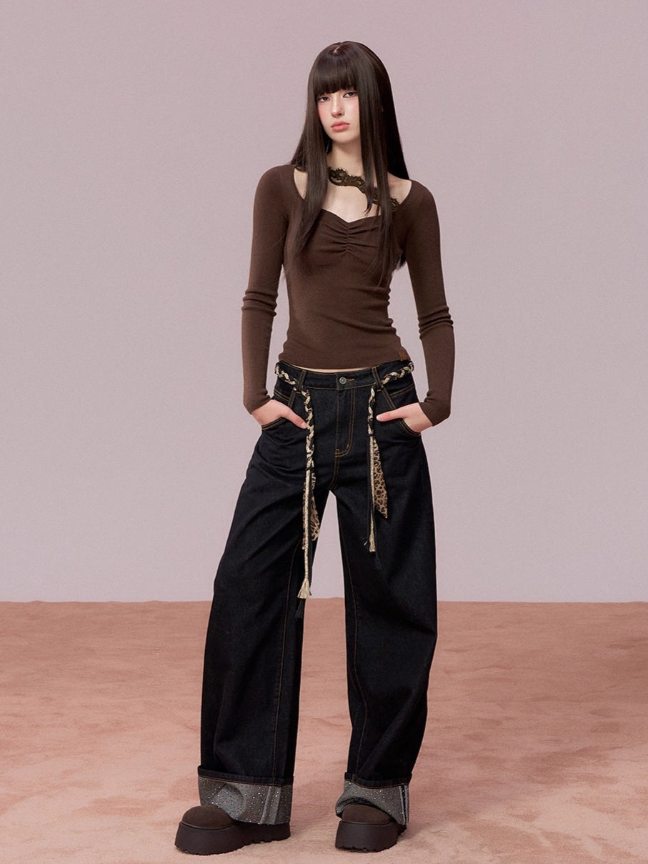 Vintage Straight-Leg Denim Pants