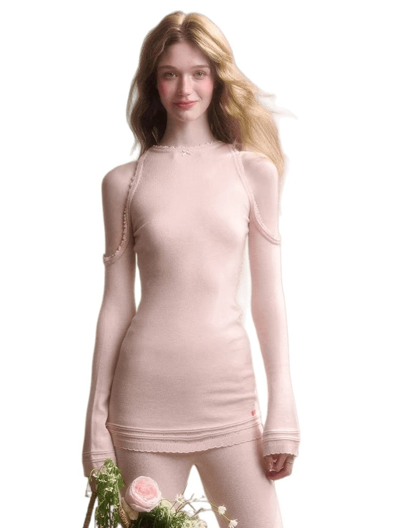 Hand-Crocheted Lace Off-Shoulder Knit Dress