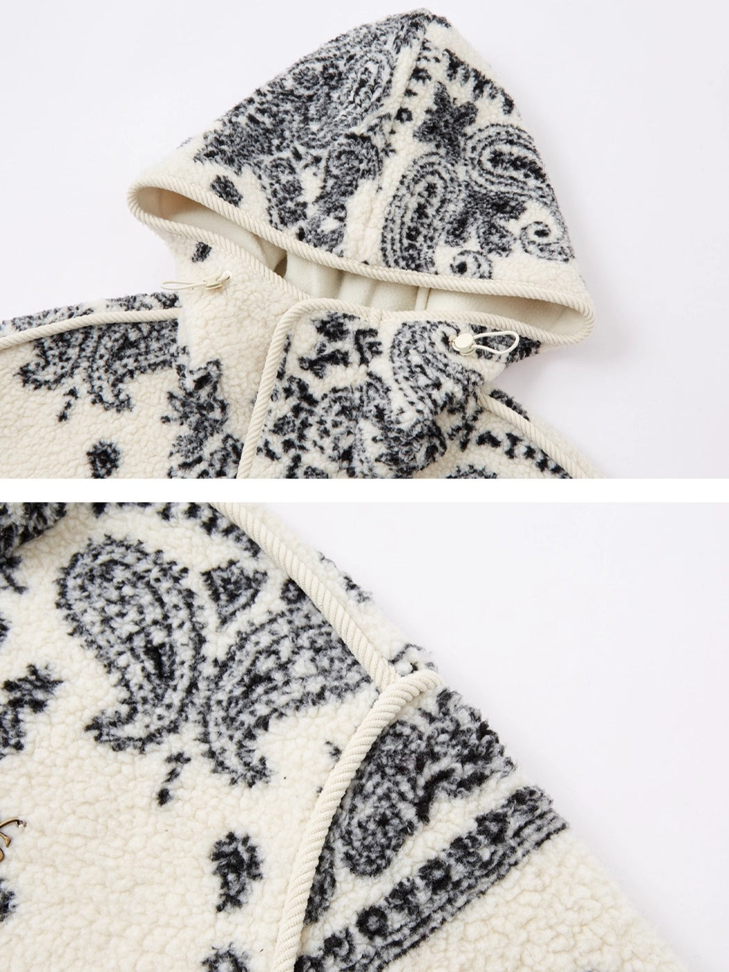 Jacquard Fleece Hooded Casual Jacket