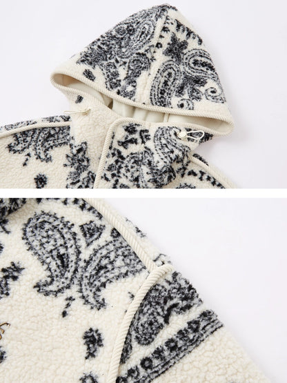 Jacquard Fleece Hooded Casual Jacket
