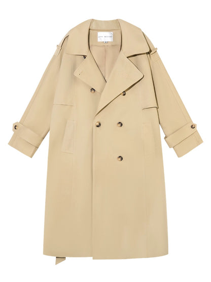 Embroidered Lapel KhakiTrench Coat