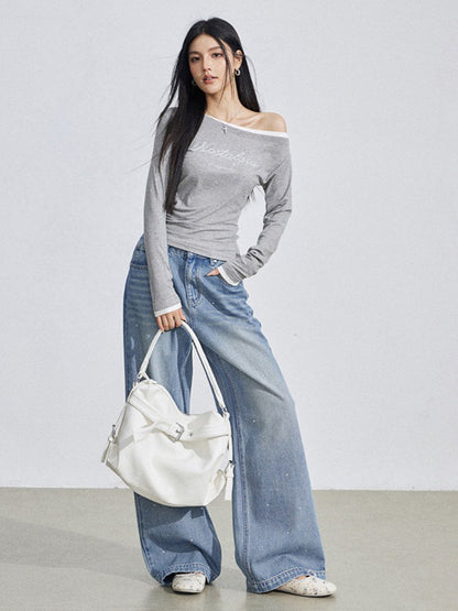 Rhinestone Embellished Slim-Fit T-Shirt