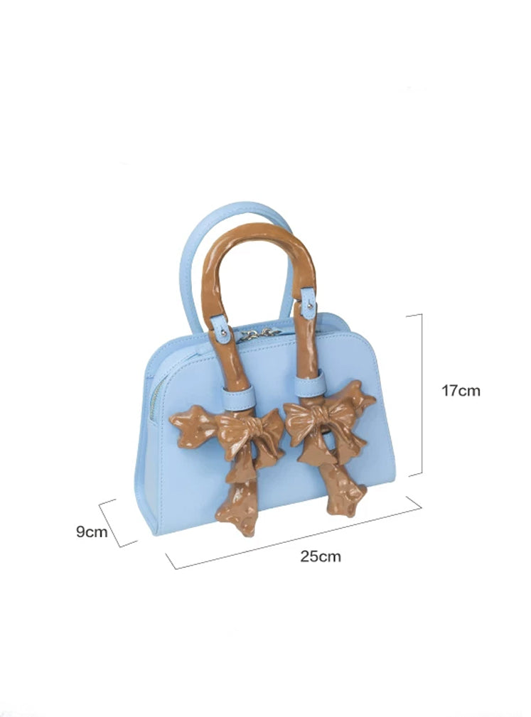 Ceramic Glossy Bow Structured Handbag