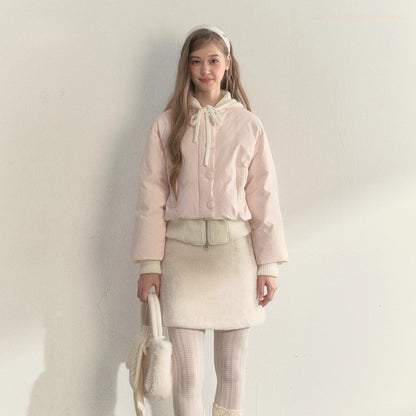 Glacier Pink Knit-Lined Hooded Down Jacket