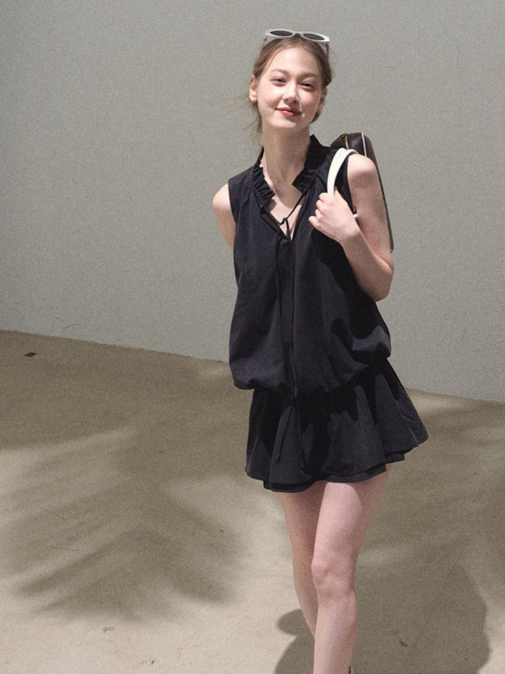 Lyocell Cotton Bubble Hem Dress