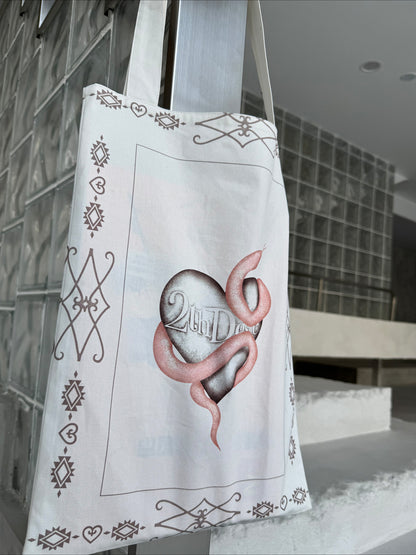 Hand-Painted Snake Year Punk Canvas Tote Bag