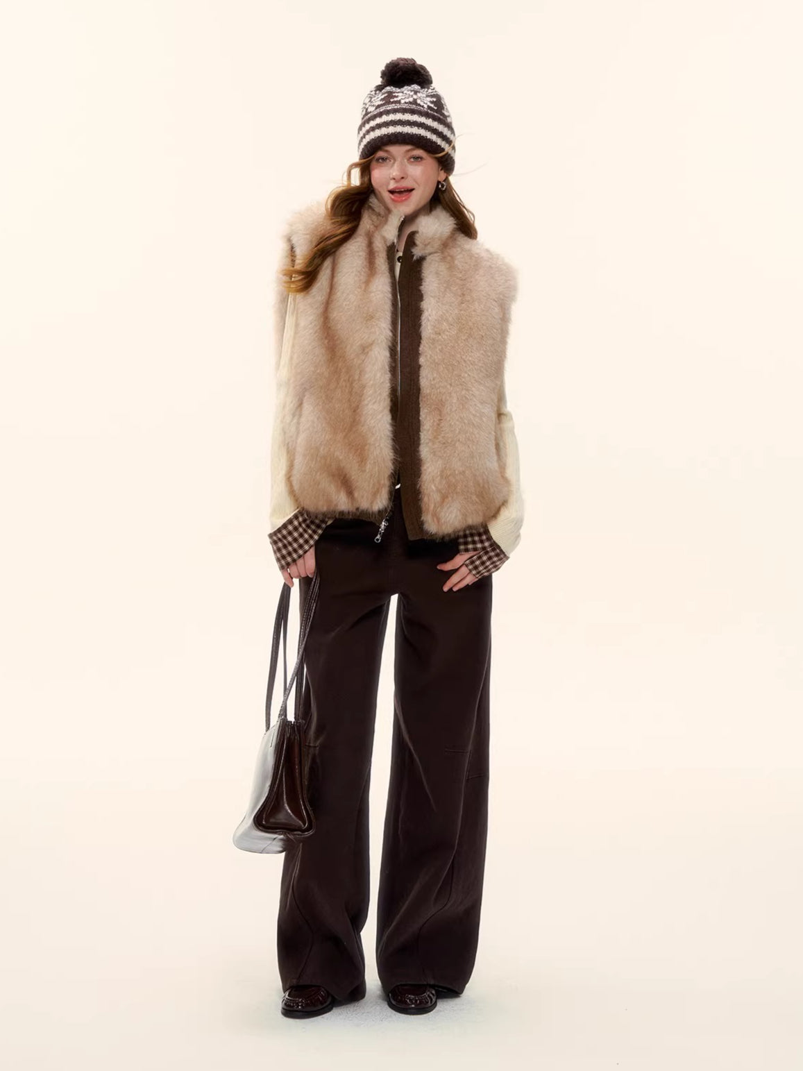 Vintage Reversible Wool-Blend Faux Fur Vest