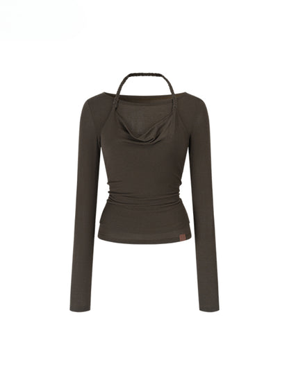 Fake Two-Piece Knit Long-Sleeve Blouse - CHINASQUAD