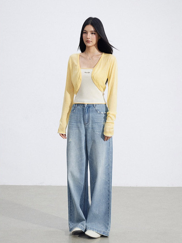 Shawl Cardigan and Bandeau Two-Piece Set