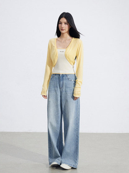 Shawl Cardigan and Bandeau Two-Piece Set
