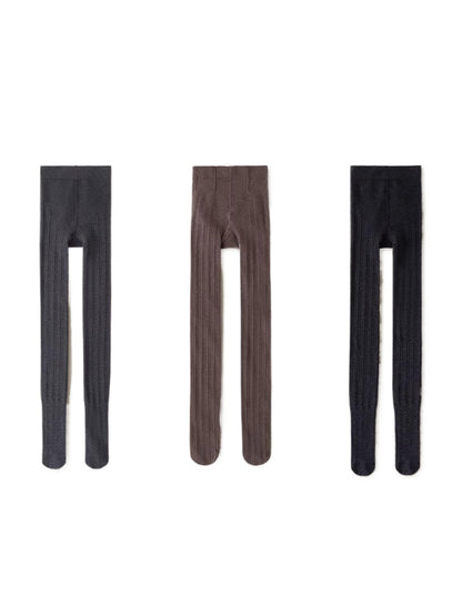 Cream / Brown / Grey / Black Cable-Knit Textured Tights