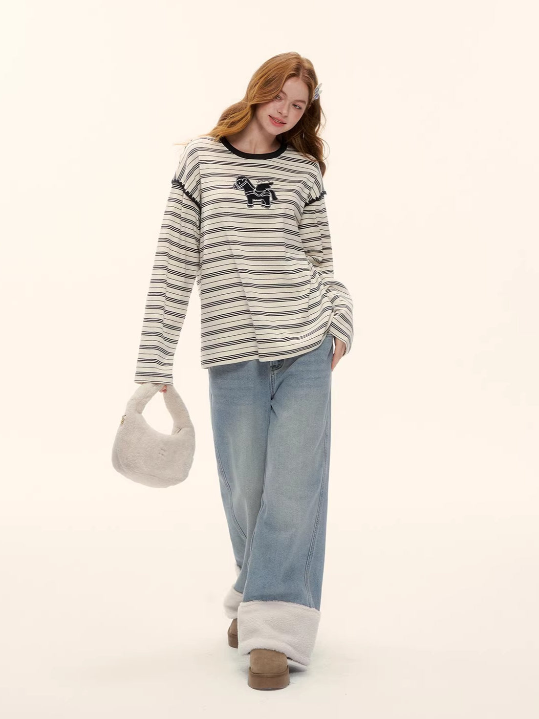 Straight-Leg Wide Denim Pants