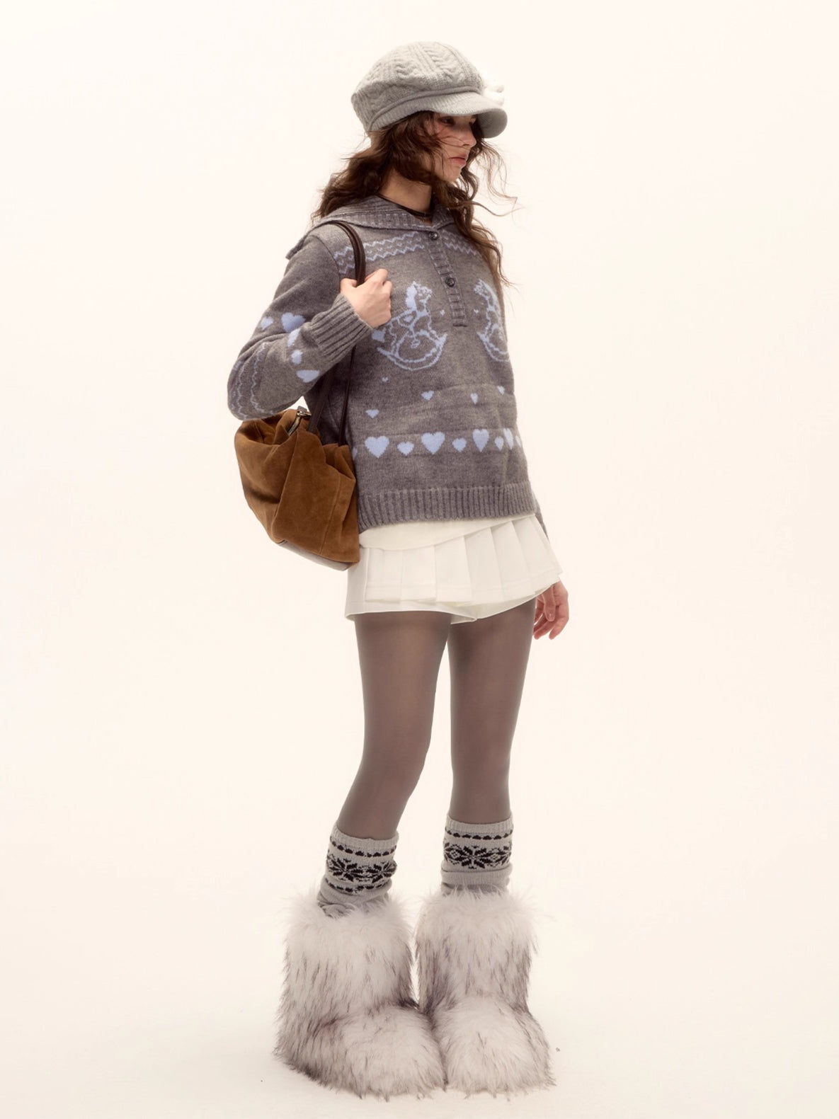 Mohair Blend Pleated Mini Skirt