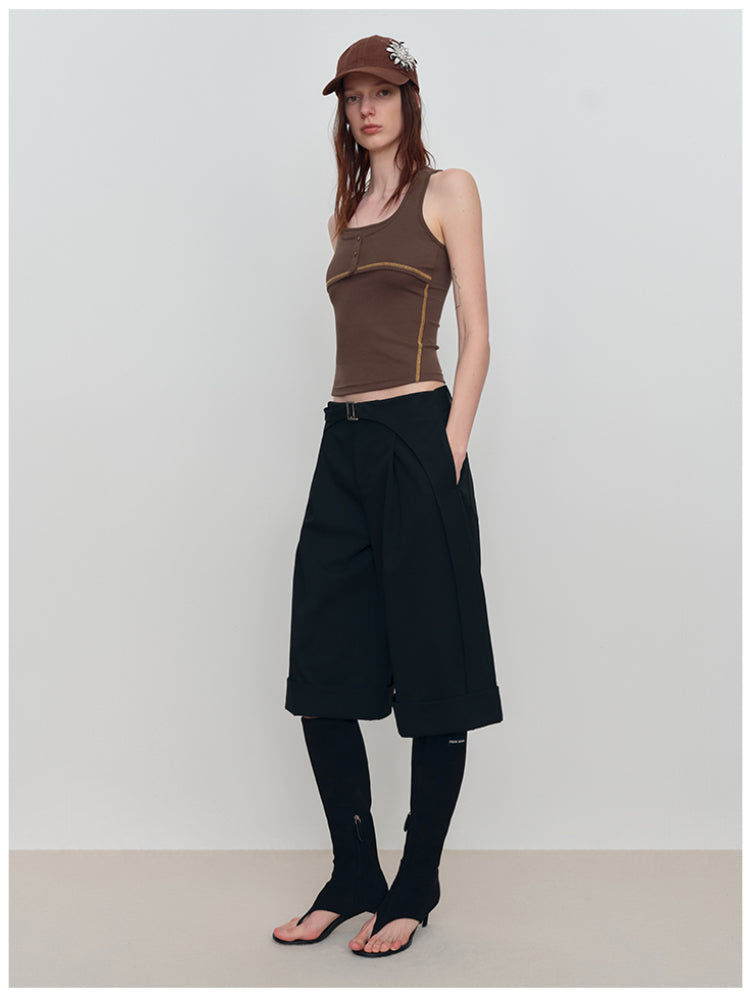 Fake Two-Piece U-Neck Camisole Tank Top