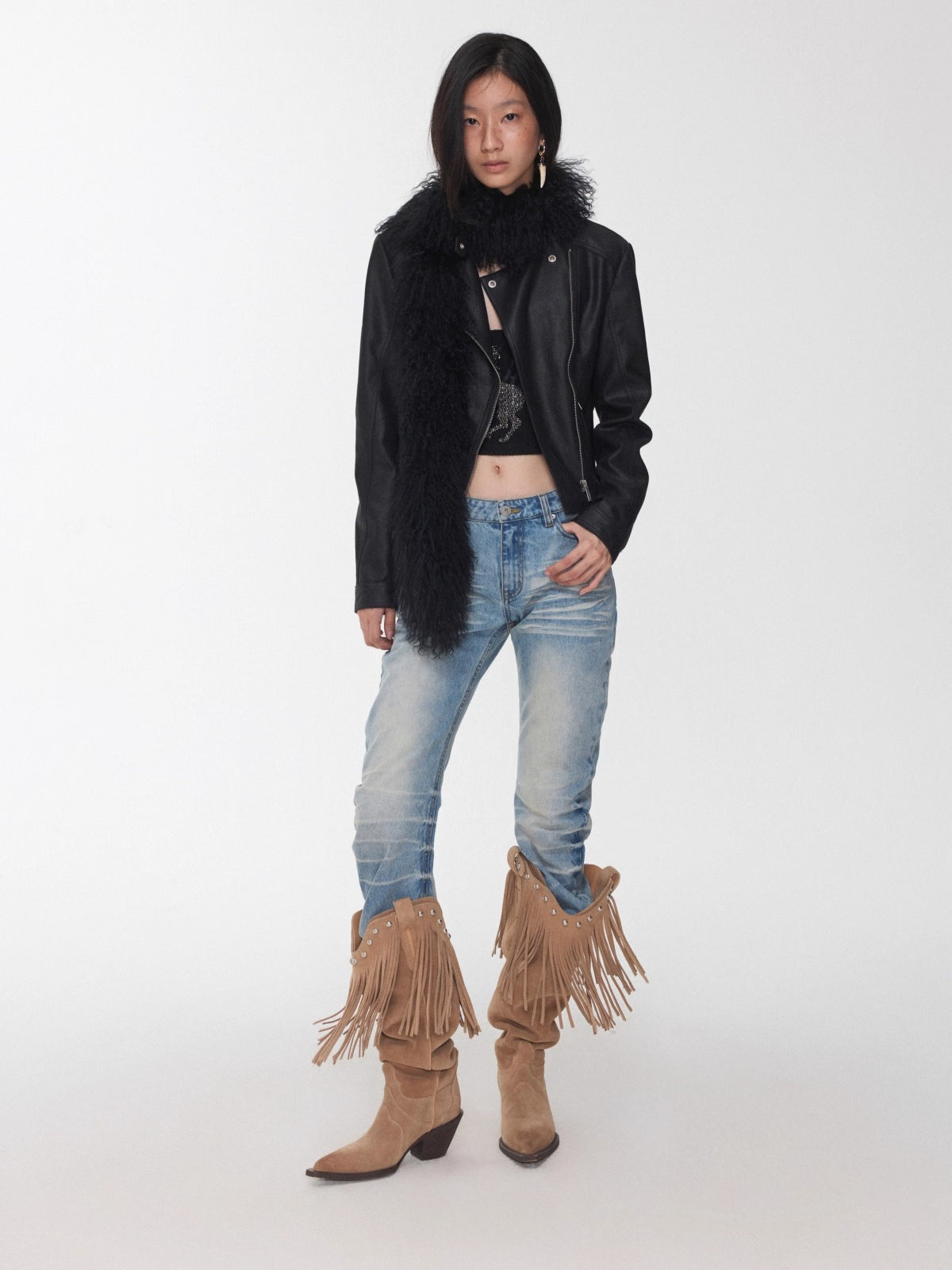 Vintage Cracked Leather Moto Jacket