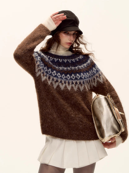 Wool-Blend Fair Isle Knit Sweater