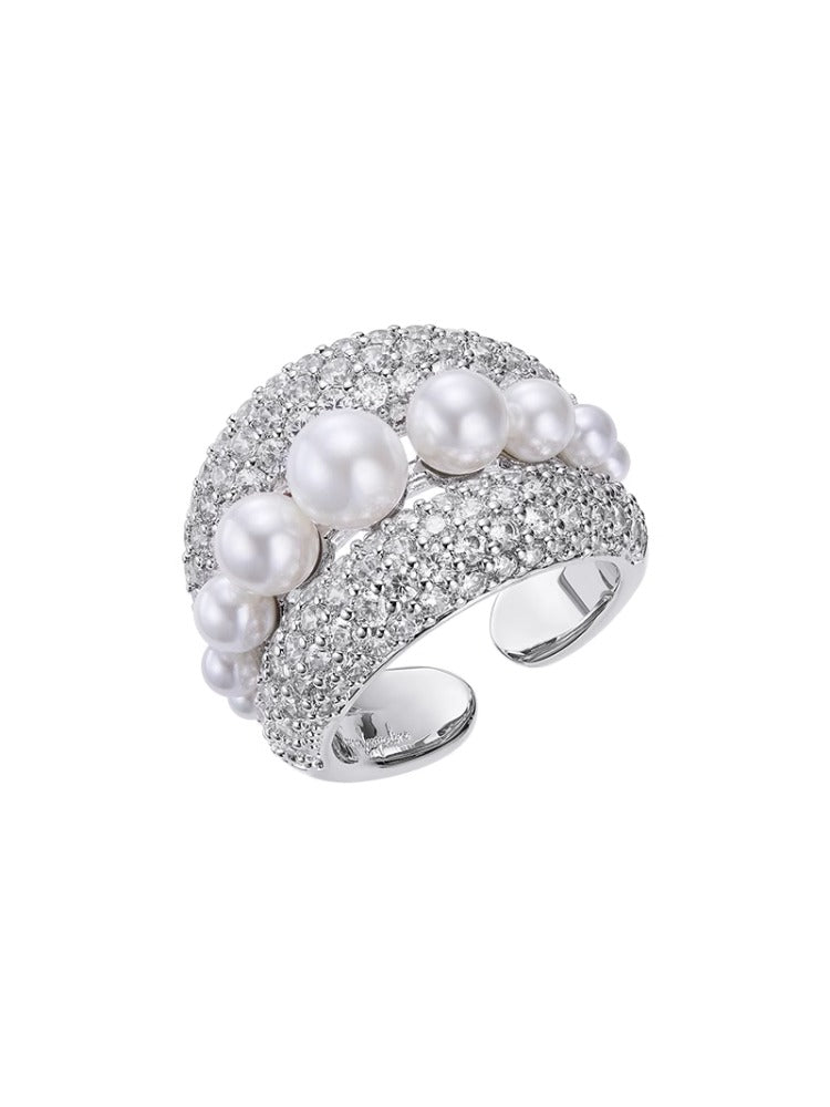 Pearl Pave Open Ring