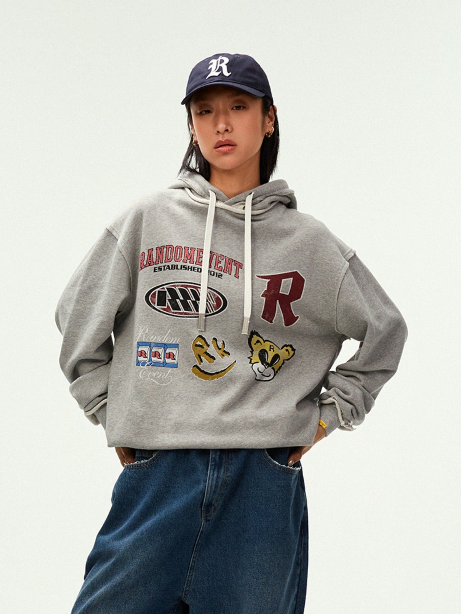 Vintage Graphic Frayed Edge Hoodie