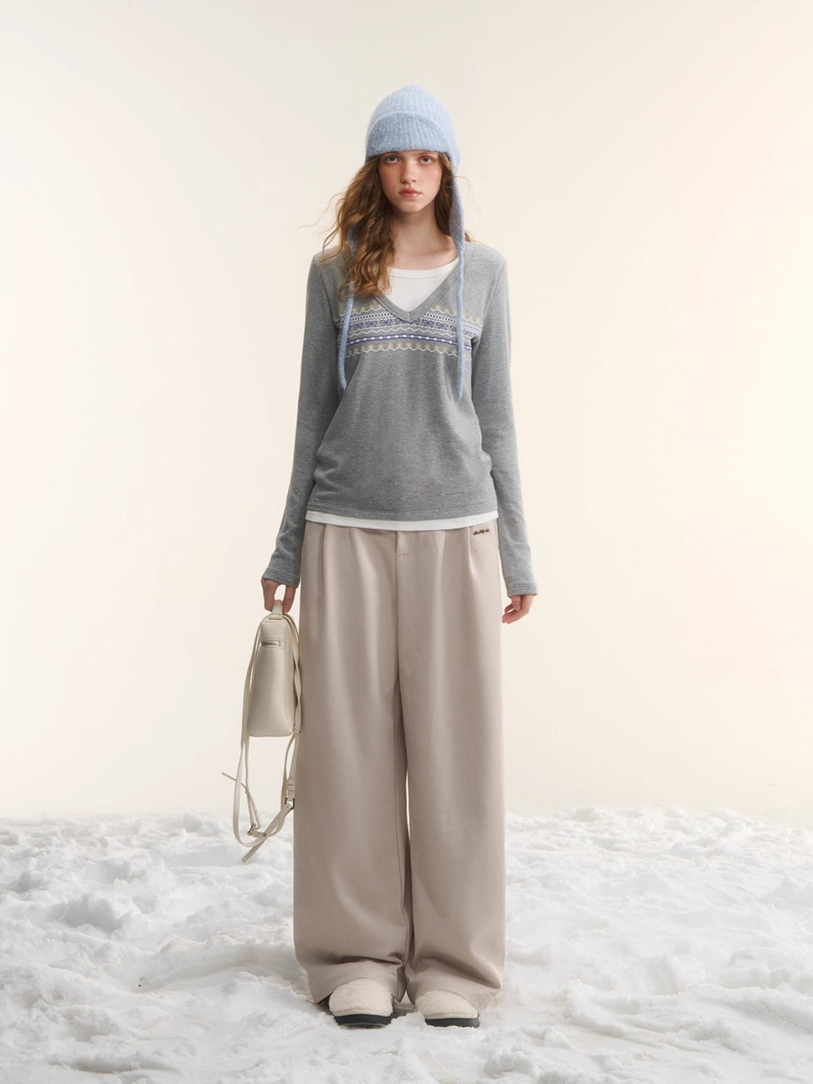 Fleece-Lined Relaxed Belted Trousers