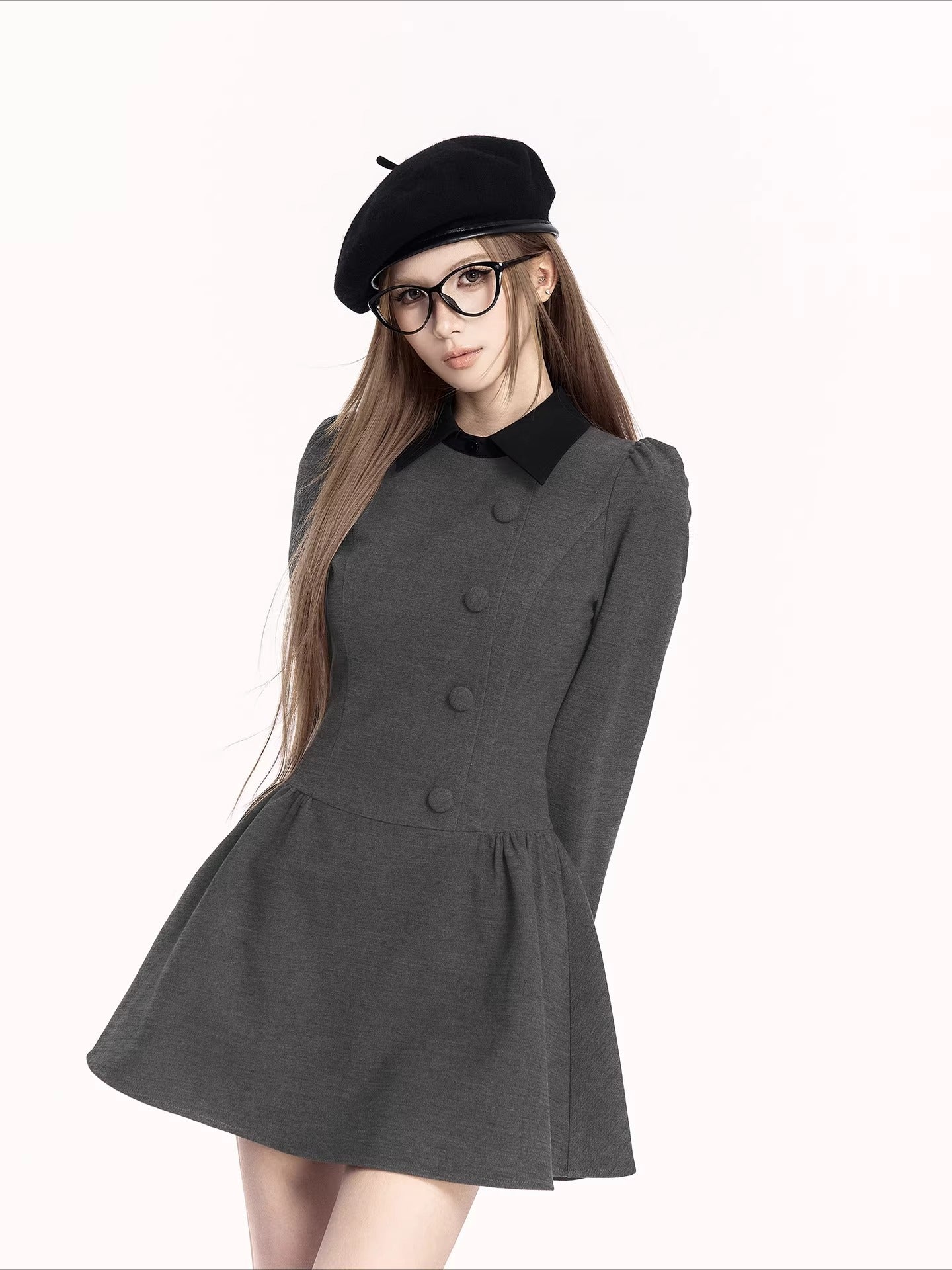 Vintage Preppy Faux Fit-and-Flare Dress