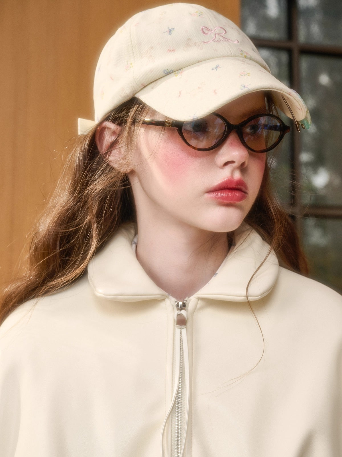 Cream Leather Soft Padded Jacket