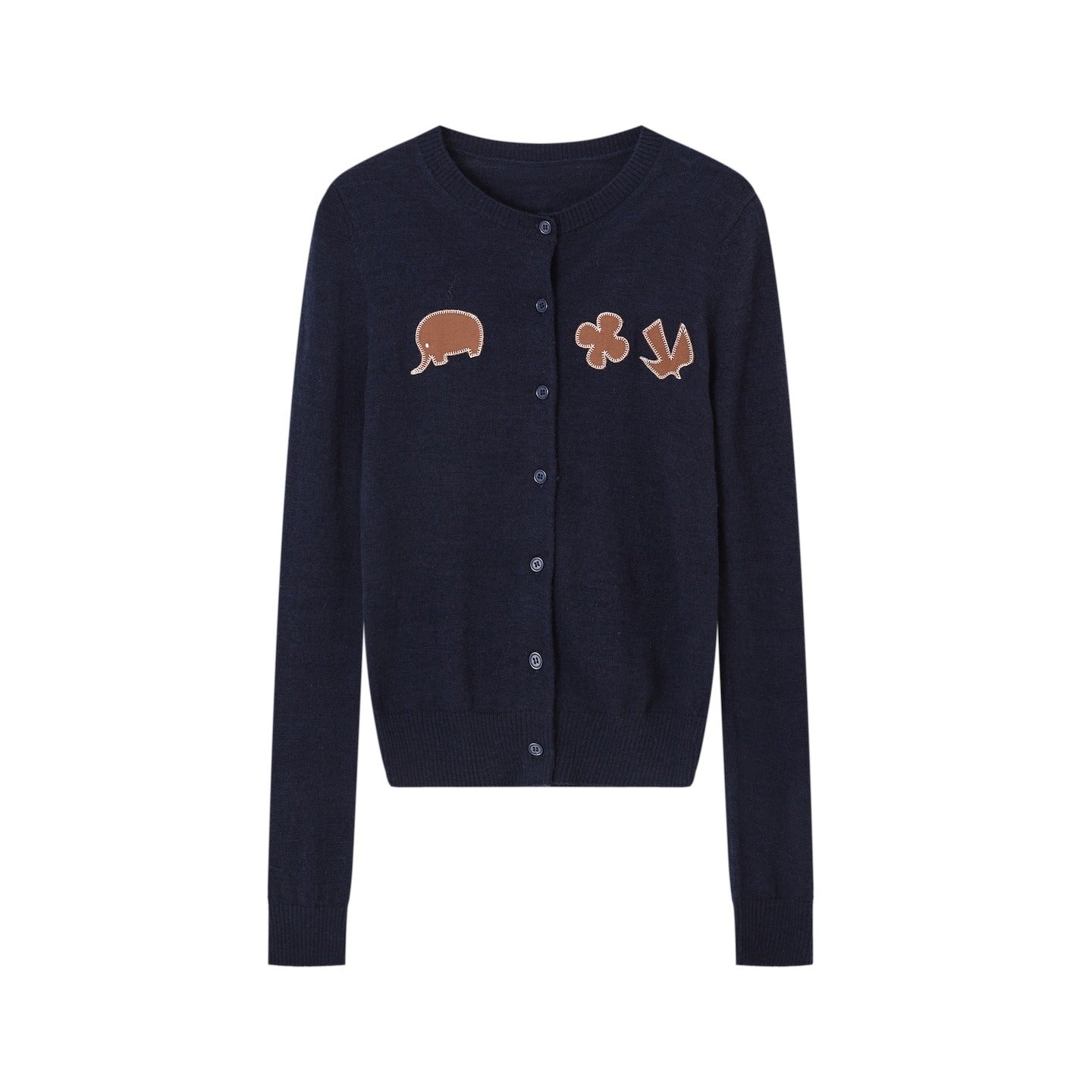 Playful Embroidered Patch Knit Cardigan