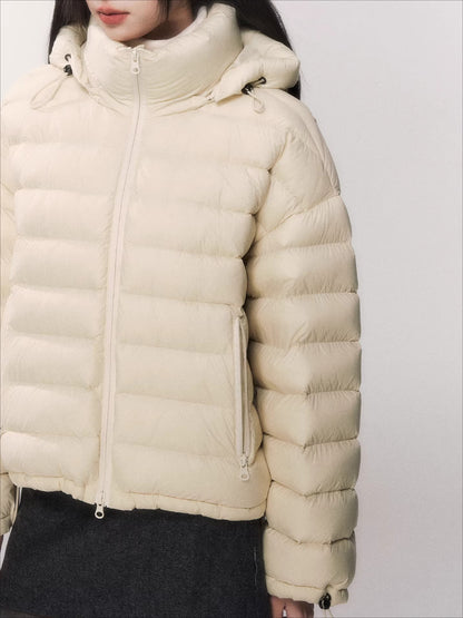 White Duck Down Hooded Puffer Jacket