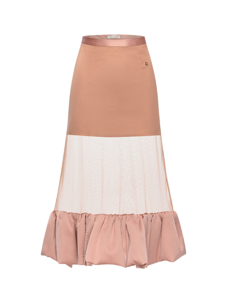 Strapped Waist-Cinching Midi Fish-Tail Half Skirt Set