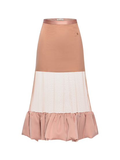 Strapped Waist-Cinching Midi Fish-Tail Half Skirt Set