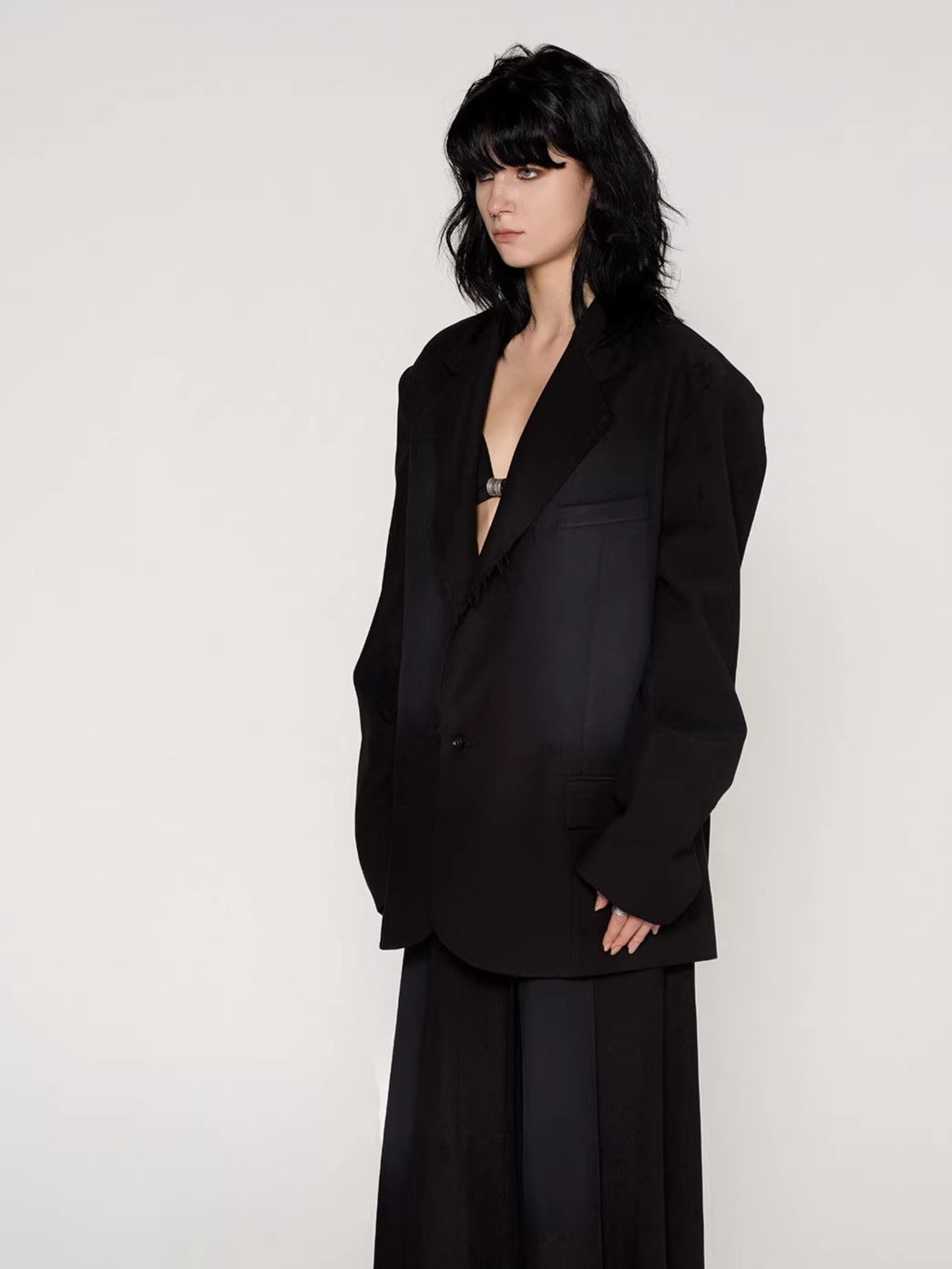 Vintage Washed Fringe-Edge Casual Blazer