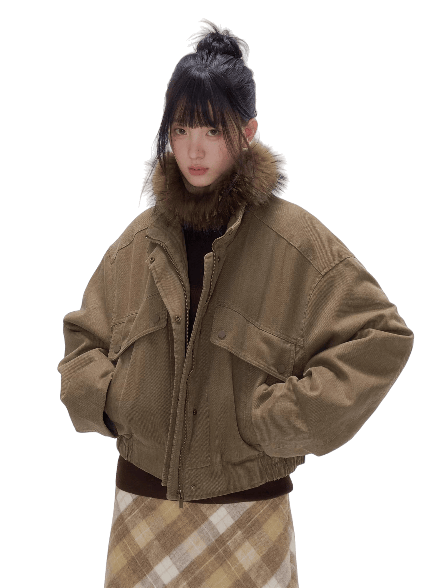 Vintage Washed Cotton Padded Workwear Jacket