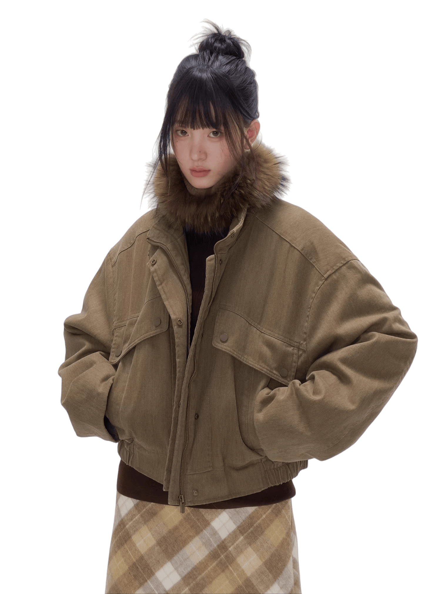 Vintage Washed Cotton Padded Workwear Jacket