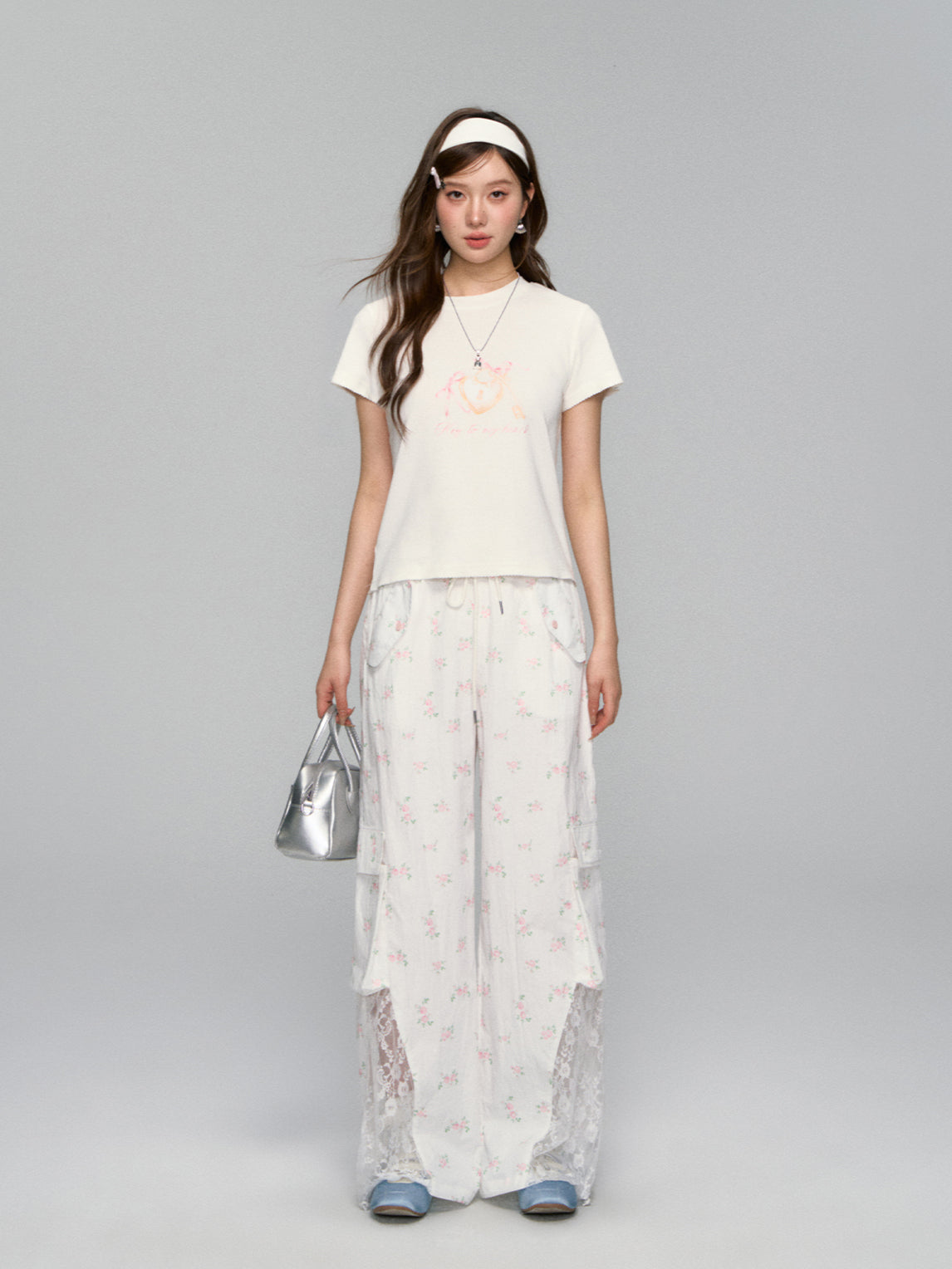Key Print Contrast-Edge T-shirt