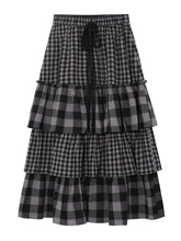 Plaid Patchwork Lace Waist Layered Cake Skirt - CHINASQUAD