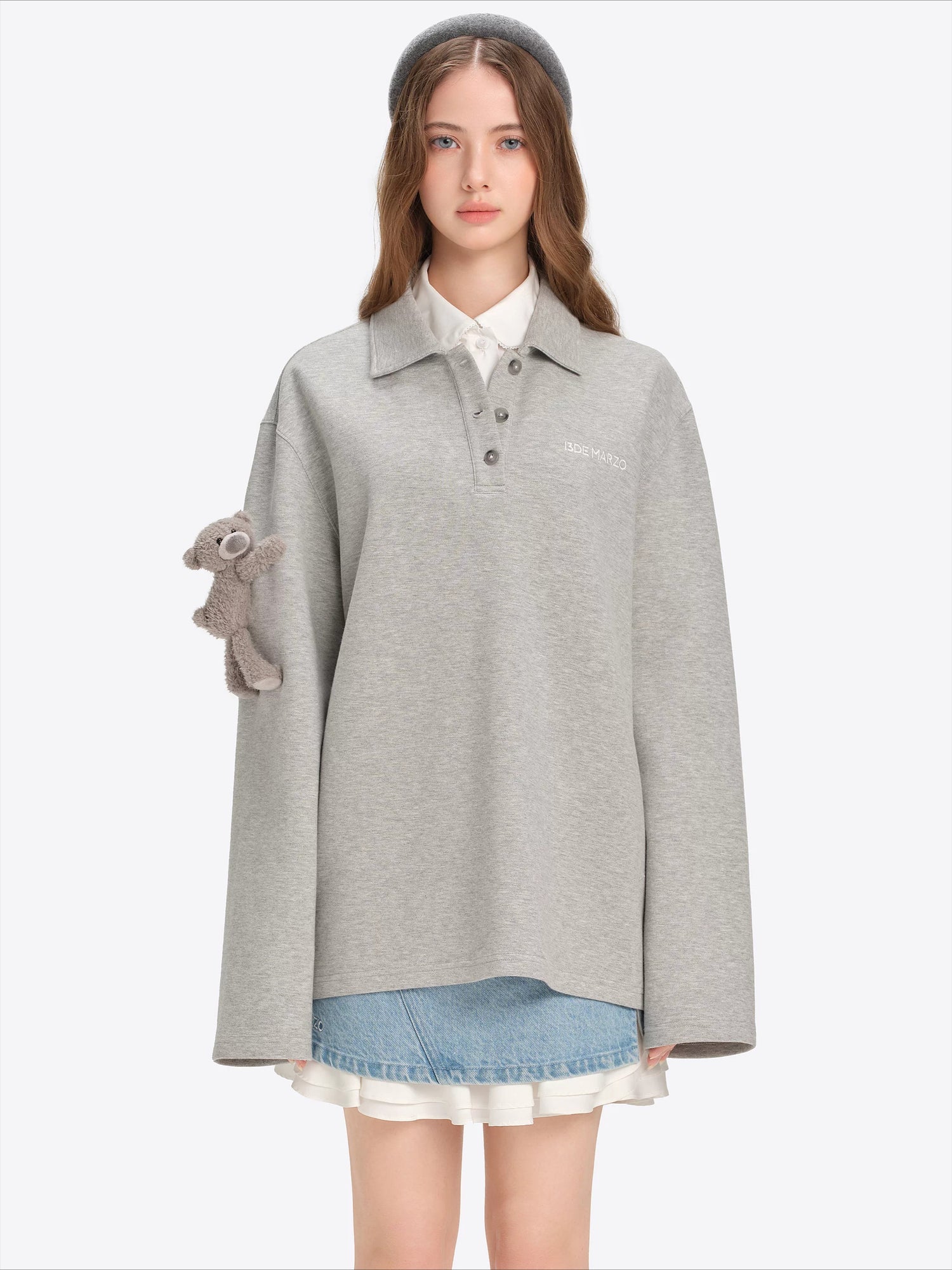 Polo-Collar Long-Sleeve T-Shirt