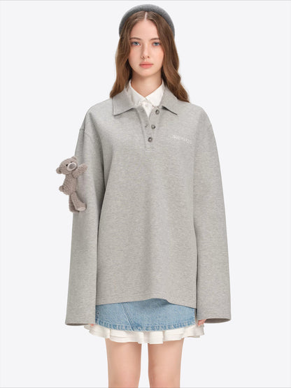 Polo-Collar Long-Sleeve T-Shirt