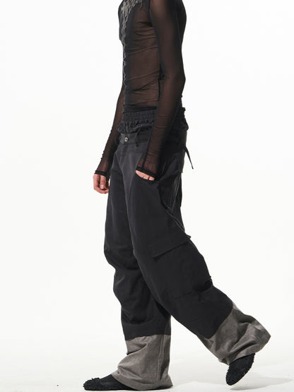 Triple-Layered Color-Block Cargo Pants