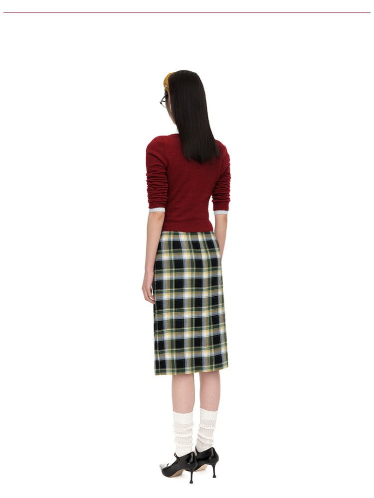 Round-Neck Fitted Wool-Blend Knit Cardigans
