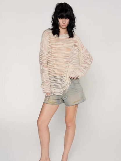 Textured Slub Wool Knit Sweater