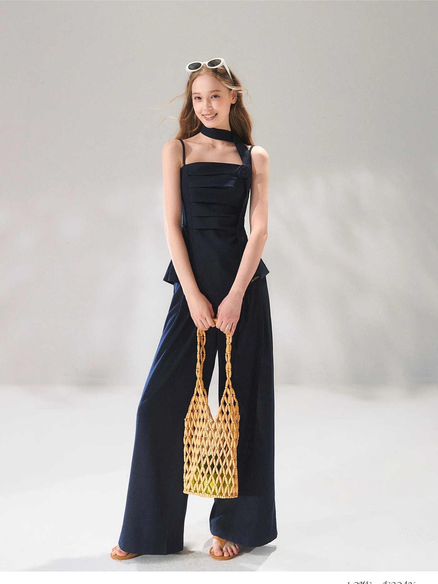 Denim-Inspired Camisole &amp; Wide-Leg Pants Set