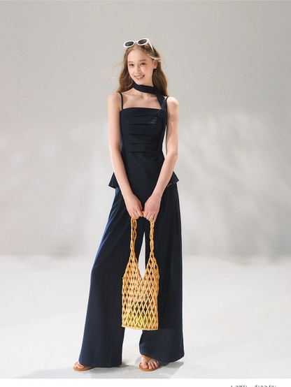 Denim-Inspired Camisole &amp; Wide-Leg Pants Set