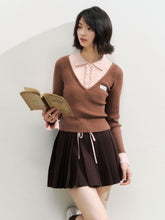 Brown & Navy College Pleated Skirt - CHINASQUAD