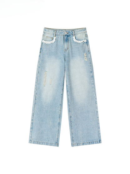 Lace Trim Vintage Jeans