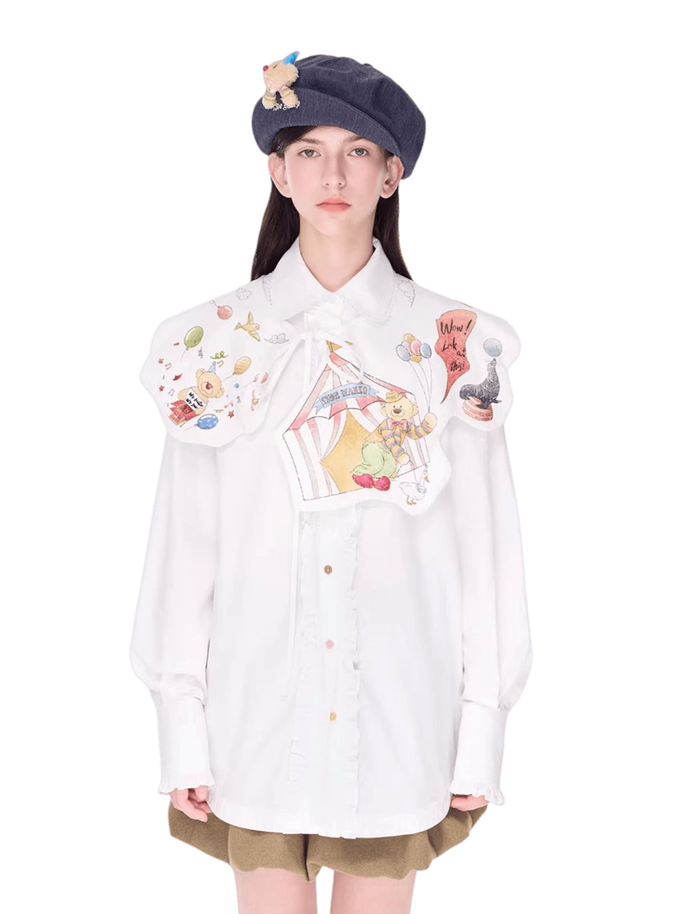 Detachable Cape Shirt Mid-Length Jacket