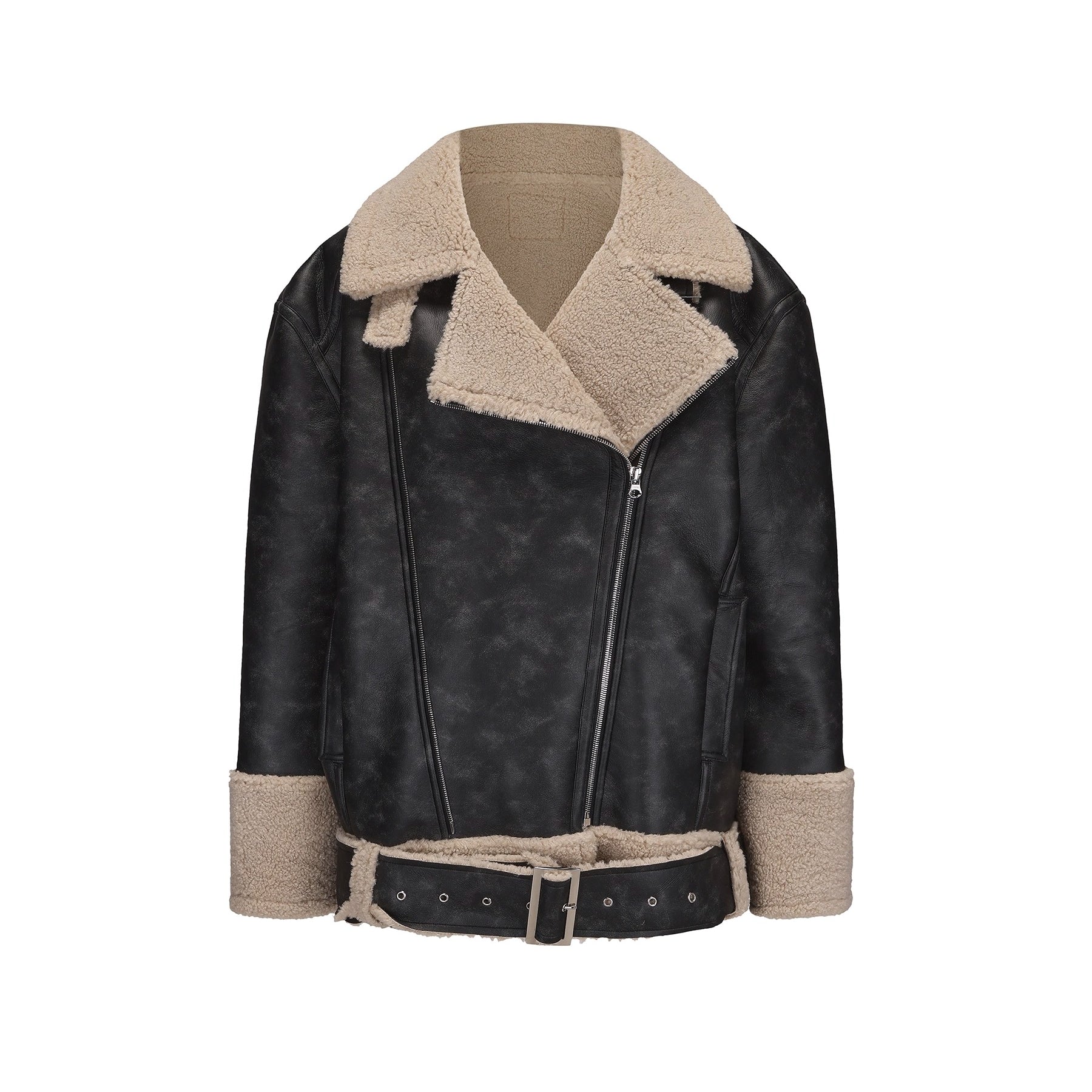 Reversible Faux Shearling Leather Jacket