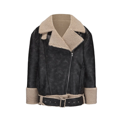 Reversible Faux Shearling Leather Jacket