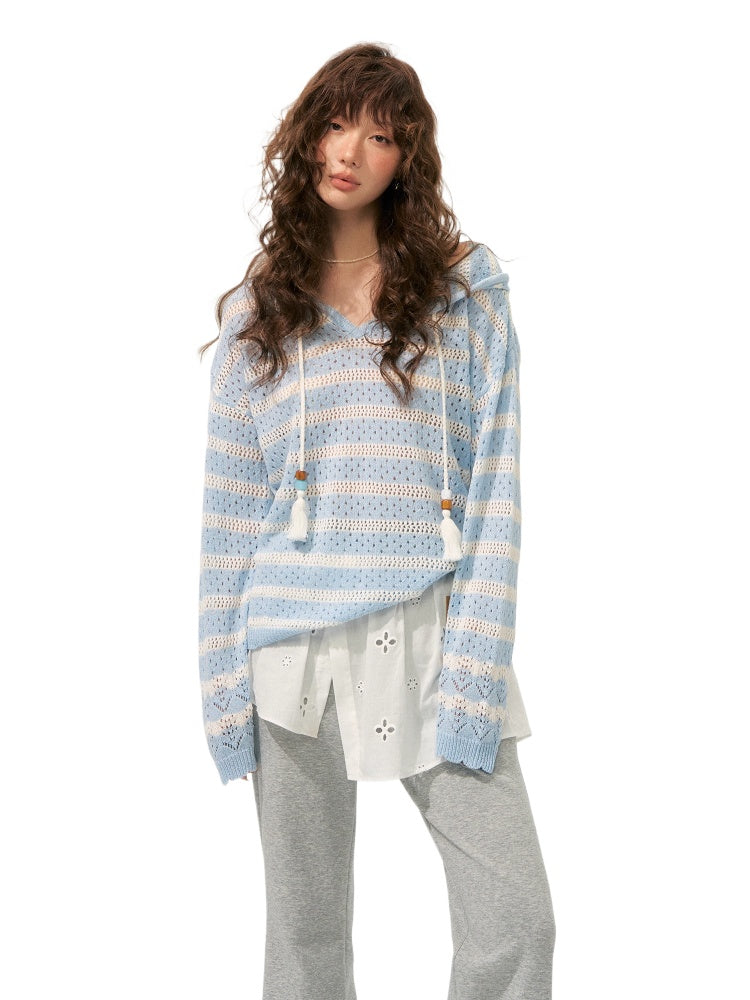 Nautical Loose Hollow Hoodie