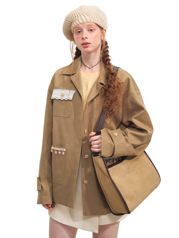 Tassel Drop-Shoulder Oversized Jacket