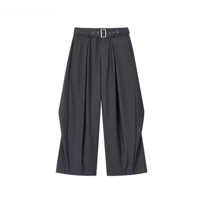 Tailored Drape Wide-Leg Suit Trousers