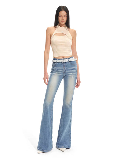 Olympia Halter Neck Fitted Knit Tank Top